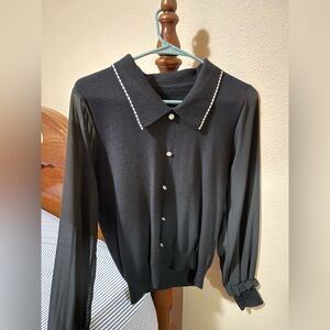 J.ING  Leigha black contrast knitted cardigan